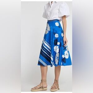 NWT HINSON WU Gloria Engineered Floral Stripe Print Bias Skirt